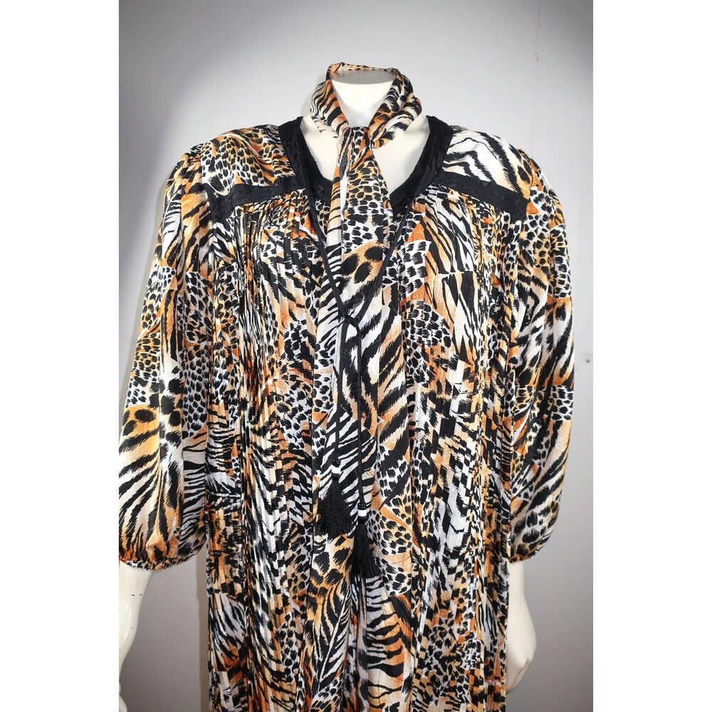 VTG Diane Freis Animal Print Cheetah Dress 3 Pc Set Blouse Skirt Georgette L/XL - Picture 5 of 16
